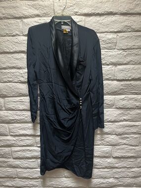 Courtenay Black Satin-Trim Blouse